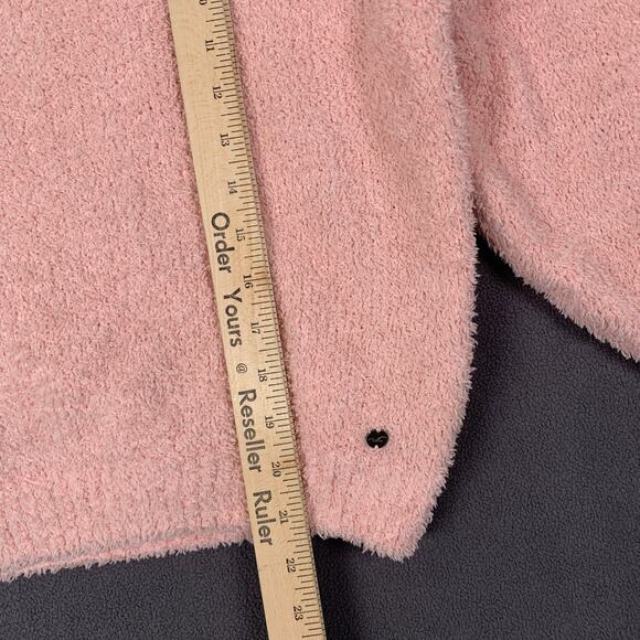 Hollister Sweater Womens Large Pink Fuzzy Soft Cutout Back Cozy Comfy Teddy Core - Picture 4 of 10